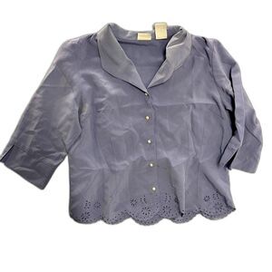 Cottage Core Blouse, Light Purple, Vintage Top, Size Medium